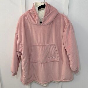 Comfy Pink Plush Hoodie Sherpa-Lined Pullover for Kids